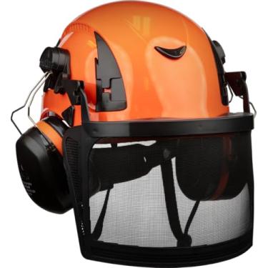 Imagem de Malta Dynamics Kit Arborist | Kit de capacetes florestais | Capacete com protetor facial de malha e protetores de ouvido montados | Capacete tipo 2 | Laranja | ANSI Z89.1-2014 Tipo 2 Classe C, EN12492