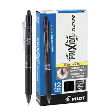 Imagem de Pilot FriXion Ball Clicker Caneta de gel apagável retrátil, ponta fina, 0,7 mm, tinta preta, 12 unidades