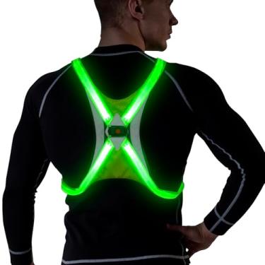 Imagem de Colete refletor de LED, colete de corrida iluminado, equipamento de corrida refletivo recarregável para caminhada, corrida, ciclismo à noite, ajustável para homens e mulheres