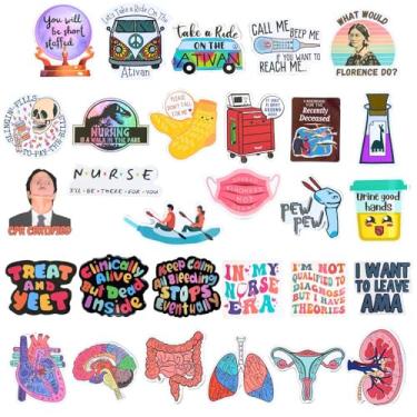 Imagem de 30 peças Ímãs de enfermeira ímã magnético engraçado para geladeira geladeira Locker decalque divertido legal bonito anatomia medicamentosa assistente médico hospital trabalho escritório enfermagem