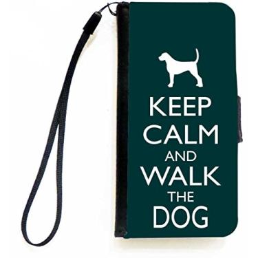 Imagem de Rikki Knight Keep Calm and Walk the Dog - Capa carteira flip de cor verde com aba magnética para Apple iPhone 5c