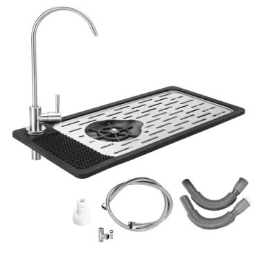 Imagem de DIBTSA Lavador de jarra, lavador de copo de vidro de bancada de aço inoxidável com spray lateral, bandeja coletora para casa, café, restaurante