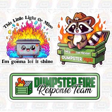 Imagem de Conjunto de 3 peças de 7,6 cm - Dumpster Fire Sticker Response Team - This Little Light of Mine Im Gonna Let It Shine - Only You Can Prevent Decalque de vinil impermeável de 7,6 cm para garrafas de