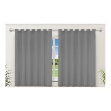 Imagem de Cortina Para Sala Quarto Cozinha Blackout 200x140 cm Pelicula corta luz Com Alças para Varão, Cortina em PVC Antimofo Fácil Limpeza Cortina 2 metros por 1 metro e 40 centímetros (Não Acompanha Varão)