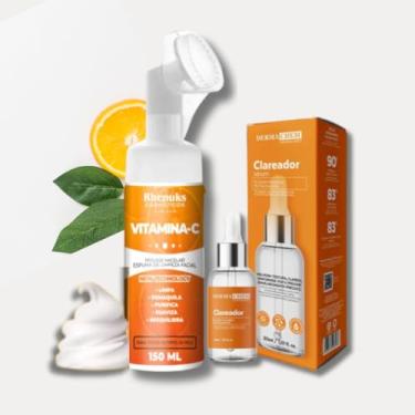 Imagem de Kit Skincare Mousse Micelar Vitamina C Limpeza Facial +Sérum Clareador