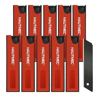 Imagem de HAUTMEC Lâminas pretas de reposição de faca utilitária retrátil profissional de 25 mm (PACK de 100), material SK2H lâminas de cortador de refil resistentes para caixa de recarga, à prova de ferrugem, para caixa, tapete, corda HT0082-100PC