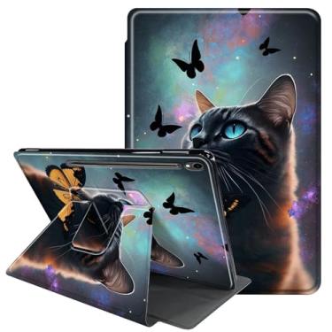 Imagem de RAUEDWDJS Capa para Samsung Galaxy Tab S10 FE 2025/S9 FE 27.7 cm/S9 27.9 cm 5G-360 Graus Rotação Multi-ângulo Visualização Capa Protetora com Suporte S-Pen + Auto Sleep/Wake-Cat Butterfly