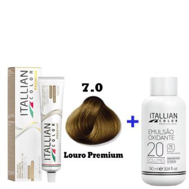 Imagem de Kit Coloração Itallian Premium 60g Louro 7.0 + Emulsão Oxi 20vol.x 90m