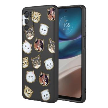 Imagem de KOARWVC Capa de telefone para Moto G42, Motorola G42 XT2233-2 capa fofa com design de padrão de gato fino protetor macio TPU bumper capa de telefone para Motorola Moto G42 gato preto
