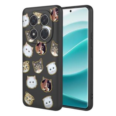 Imagem de KOARWVC Capa de telefone para Redmi Note 14 Pro, design de padrão de gato fofo, capa protetora fina de TPU macio para Xiaomi Redmi Note 14 Pro, gato preto