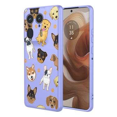 Imagem de KOARWVC Capa de celular para Moto Edge 50 Ultra, Motorola Edge X50 Ultra XT2401-2, design de padrão de gato, capa protetora fina de TPU macio para Motorola Edge 50 Ultra Purple Dog