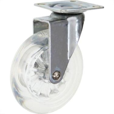 Imagem de Rodizio Perkon Poliuretano Base Giratorio Transparente Sem Trava 100Mm