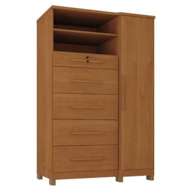 Imagem de Cômoda com Sapateira e Cabideiro Multiuso 5 Gavetas 1 Porta Imperial Zanzini (CINAMOMO)