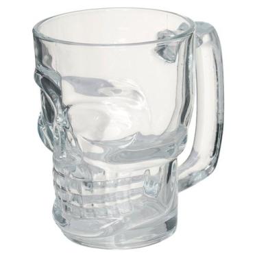 Imagem de Copo Caveira Beer De Chopp Cerveja Bar Transparente 370 ML Com Alça De