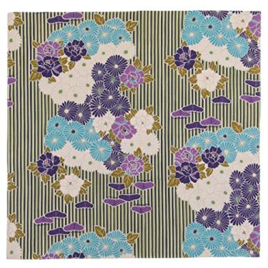 Imagem de NOREN Saco de pano de embrulho Furoshiki (flor retrô roxa) tamanho médio 27,56 polegadas (70 cm), feito no Japão 100% algodão quimono japonês Desigh embalagem de presente tapeçaria pano