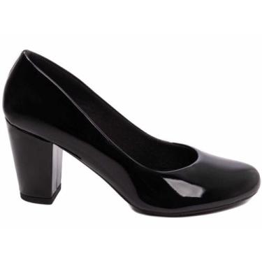 Imagem de Sapato Scarpin Bico Redondo Verniz Preto TORRICELLA - 700A, 38, Preto
