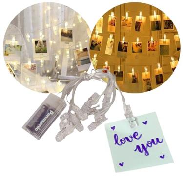 Imagem de Varal Porta Retrato para Fotos e Recados Decorativo Led 2 metros e 10 Prendedores