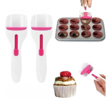 Imagem de 2 unidades de dispensador de massa de cupcake – Colher de massa de cupcake fácil de usar, cupcakes, panquecas e massa de biscoito – livre de BPA, lavável na máquina de lavar louça e perfeito para