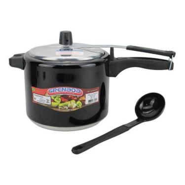 Imagem de Panela De Pressão Preta 4,5 Litros e Concha - Multi Aluminio, Preto