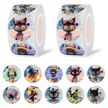 Imagem de Pounchi Cool Anime Dot Stickers Roll (1000 Pcs 1 inch) Anime Cat PVC Reward Stickers in 2 Rolls 10 Designs Gifts for Teacher School Supplies Laptop Water Bottle for Teens Kids