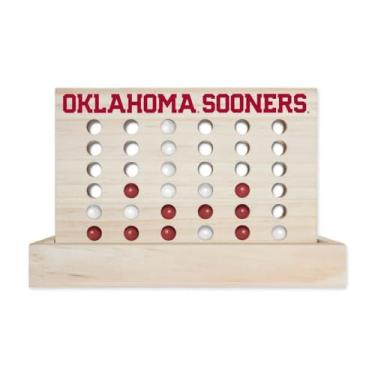 Imagem de Rico Industries NCAA Mini Travel Team 4 in A Row Mini Game- Wooden, Team Colors, 5.5" x 8" (Oklahoma Sooners)