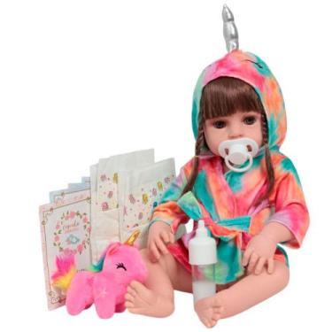 Imagem de Baby Reborn Articulado Saída de Banho Unicórnio Colorida - Cegonha Reb