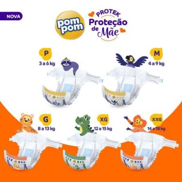 Imagem de KIT 4 Fraldas Pom pom Derma Protek Jumbo Tamanho XXG 18 unidades