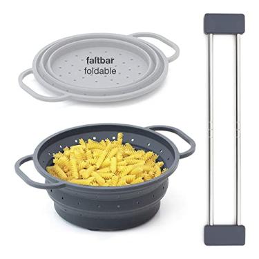 Imagem de Sanni Shoo Linha de gotejamento + sieb.up | Bandeja/rack de gotejamento puro, multifuncional, extensível, suporte de cozinha telescópico e escorredor dobrável de silicone de cozinha dobrável e