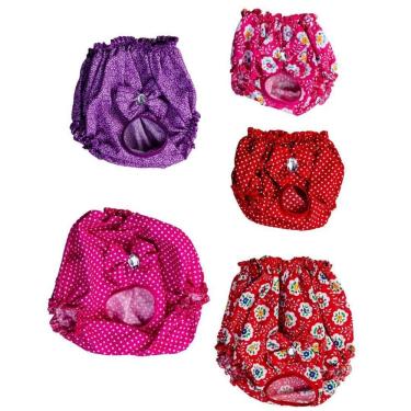 Imagem de Kit 5 Calcinhas Para Cães - 2 Rosas, 2 Vermelhas E 1 Lilás G