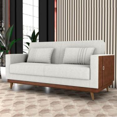 Imagem de Sofá-Cama 203cm 3 Lugares com Tecido Bouclé Multimóveis CR45255, Bege