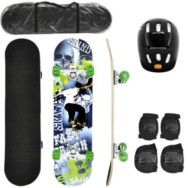 Imagem de Kit Skate Shape De Madeira + Joelheira + Cotoveleira + Capacete