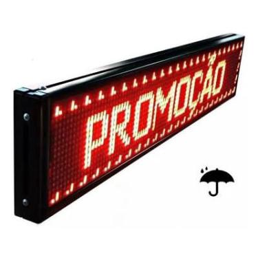 Imagem de Painel LED Vermelho Externo Prova D'agua Letreiro Luminoso Digital 100x20 Alto Brilho USB