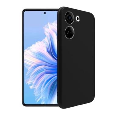 Imagem de WDMYLFTW Capa de silicone para Tecno Camon 20 Pro 4G, capa protetora de corpo inteiro com toque macio e sedoso, à prova de choque com forro de microfibra (preto)