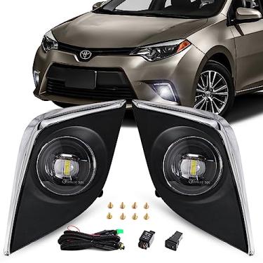 Imagem de VGETTING Farol de neblina de LED para Toyota Corolla L/LE/LE ECO 2014-2016 Conjunto de lâmpada de neblina de substituição com biséis + chicote de fios + interruptor