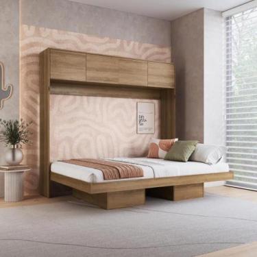 Imagem de Cama Casal Articulada 195,6cm com Armário 4 Portas e Nichos - Art In Q