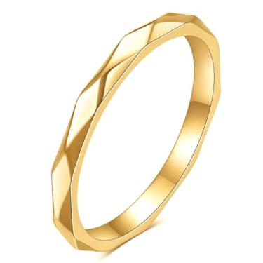 Imagem de Aliança de casamento multifacetada banhada a prata 925 de 2 mm para mulheres e homens, anéis de ansiedade de aço de titânio banhado a ouro 18 k, multifacetada, ajuste confortável, tamanho 5-9, 5#
