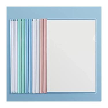 Imagem de Pastas de Arquivo 100 Pcs A4 Drawbar Folder Transparent Curriculum Apresentação Pastas de Arquivo Espessadas Cores Misturadas Pasta de Armazenamento de Dados Organizador Fichário Organizador de Arquiv