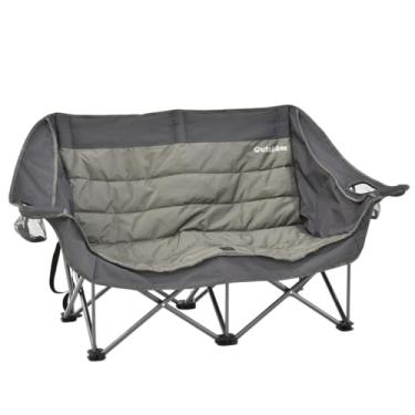 Imagem de OUTSIDER Cadeira de descanso acolchoada com assento de amor, sofá de acampamento dobrável grande, poltrona portátil para uso ao ar livre, suporta 226 kg para praia, uso não autorizado, trailer