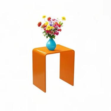 Imagem de Mesa de canto de acrílico transparente com bordas arredondadas, mesa lateral pequena transparente, mesa lateral de acrílico para sala de estar, mesas noturnas para quartos, mesas ocasionais modernas