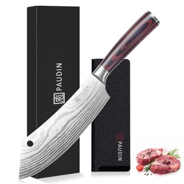 Imagem de PAUDIN Cutelo De Açougueiro 8 Polegadas, Faca Chef Aço Inoxidável Com Alto Teor Carbono, Cozinha Afiada, Corte Carne Resistente, Cabo Madeira