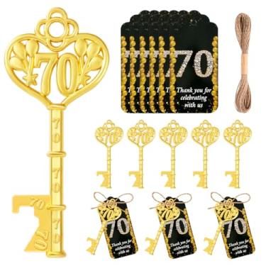 Imagem de Qonmpcvu Abridor De Garrafas Com Chave Ouro 70 Peças, Lembrancinhas Para Festa 70º Aniversário, Lembranças Presentes Retorno, Cerveja Aniversário E Cartões Agradecimento Chá Bebê (50) (70º)