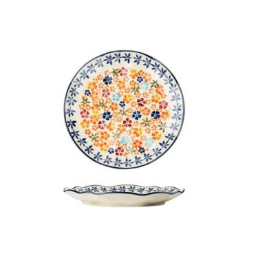Imagem de Conjunto de pratos retrô Bangcheng, conjunto de utensílios de mesa de cerâmica grande para uso doméstico - sombra de flor colorida prato raso de 26 cm