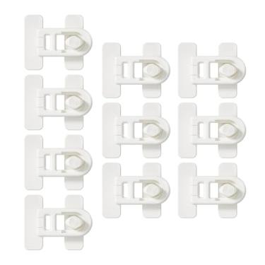Imagem de menolana 10x fechaduras de forno, fechaduras de armário com vara, à prova de bebê, fechaduras de geladeira, trava de segurança para crianças, para gavetas de, Branco