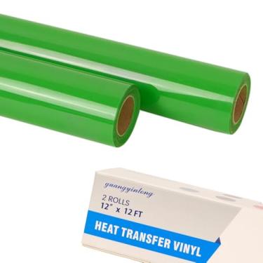 Imagem de guangyintong Rolos de vinil HTV de transferência de calor verde fruta, 2 rolos de 30,5 cm x 3,7 m, verde fruta, ferro em vinil, para camisetas, superfície brilhante, vinil HTV para todas as máquinas