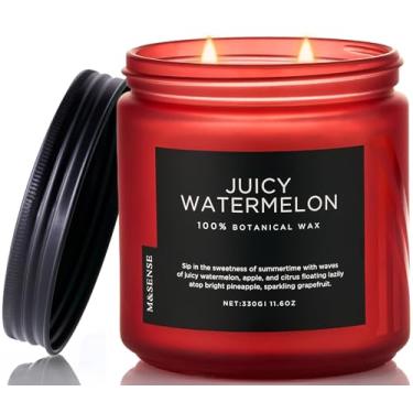 Imagem de M&SENSE Vela perfumada de melancia suculenta – 328 g cera de soja natural limpa não tóxica 70 horas queima vela de longa duração, aroma de fruta de 2 pavios para decoração de casa e presentes de