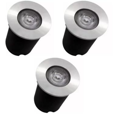 Imagem de Kit 3x Balizador Blindado Piso Solo Externo Led Embutir 1w Branco Frio Bivolt