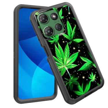 Imagem de GFEWYTJYJ Capa para Moto G 5G 2025, proteção total de 3 camadas à prova de choque, resistente, resistente, de alto impacto, capa rígida para Motorola Moto G 5G 2025 de 6,7 polegadas, folhas de maconha