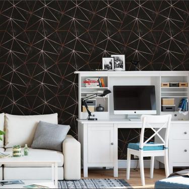 Imagem de Papel De Parede Para Quarto Casal Sala Negro Fio Rosê 3M