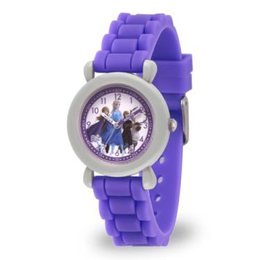 Imagem de Disney Relógio infantil Frozen Time Teacher analógico de quartzo com pulseira de silicone, Cinza, Relógio de quartzo