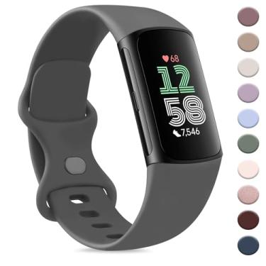 Imagem de AK Pulseira esportiva compatível com Fitbit Charge 6 Bandas/Fitbit Charge 5 pulseiras femininas e masculinas, clássicas macias de substituição pulseiras para Fitbit Charge 6/5 Advanced Fitness &